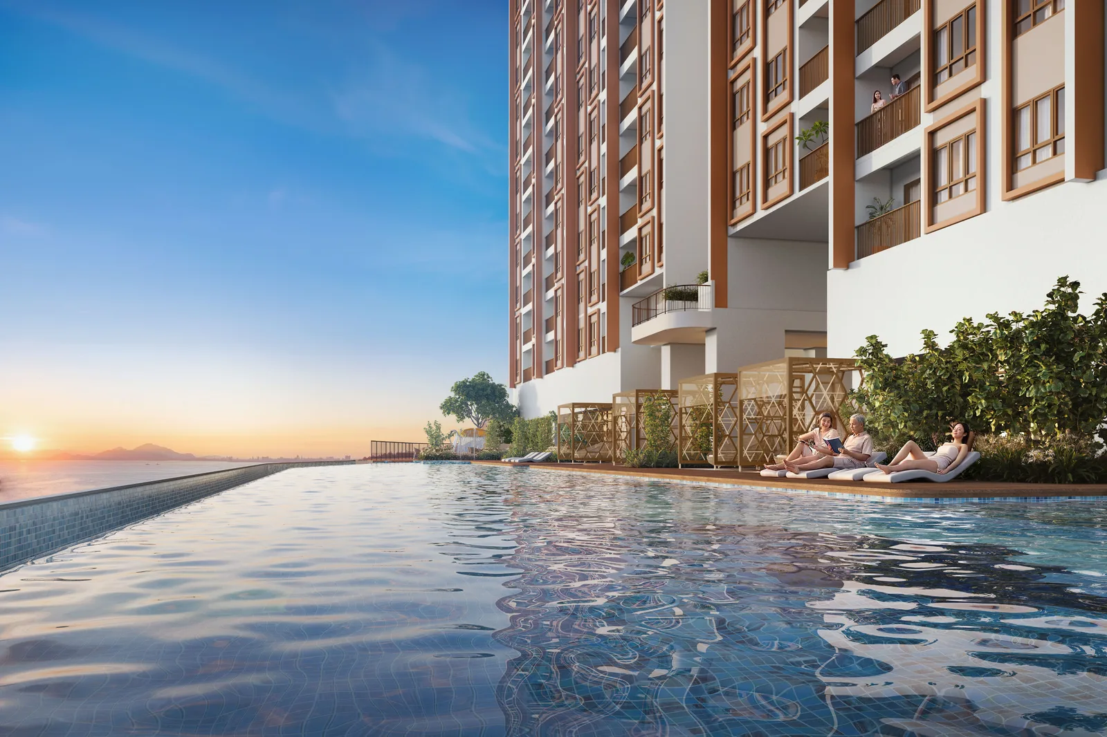 Infinity pool on the Level 8 podium, artist impression
